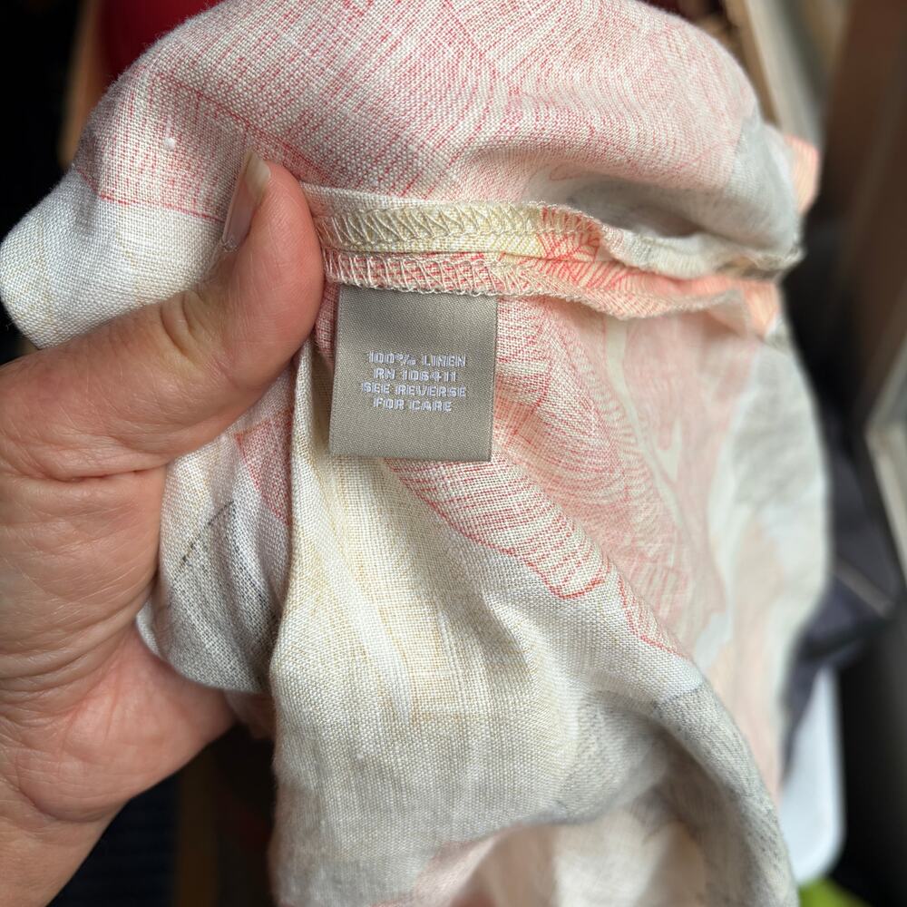 Joan Vass Linen Maxi Dress Size Medium Floral Sleeveless Peach and Gray Flowers - Picture 6 of 7